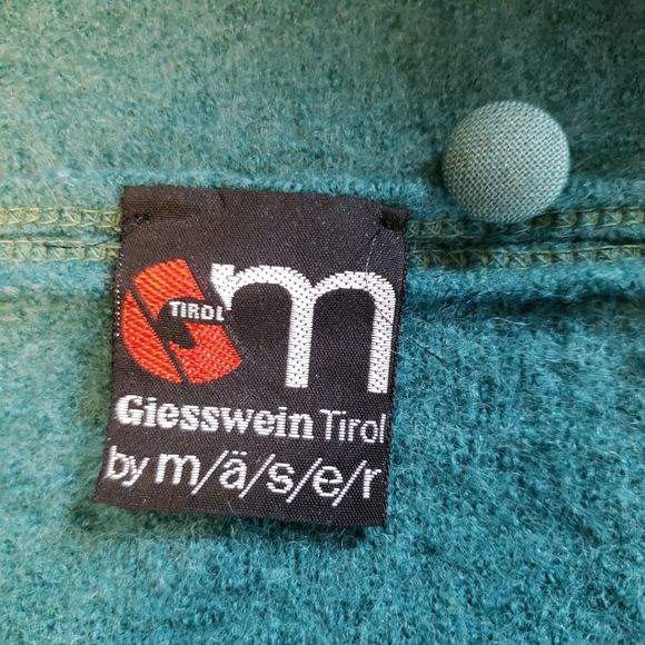 Giesswein Tirol Womens 10 Virgin Wool Cardigan Sweater Green Button Up Austria - Picture 5 of 6